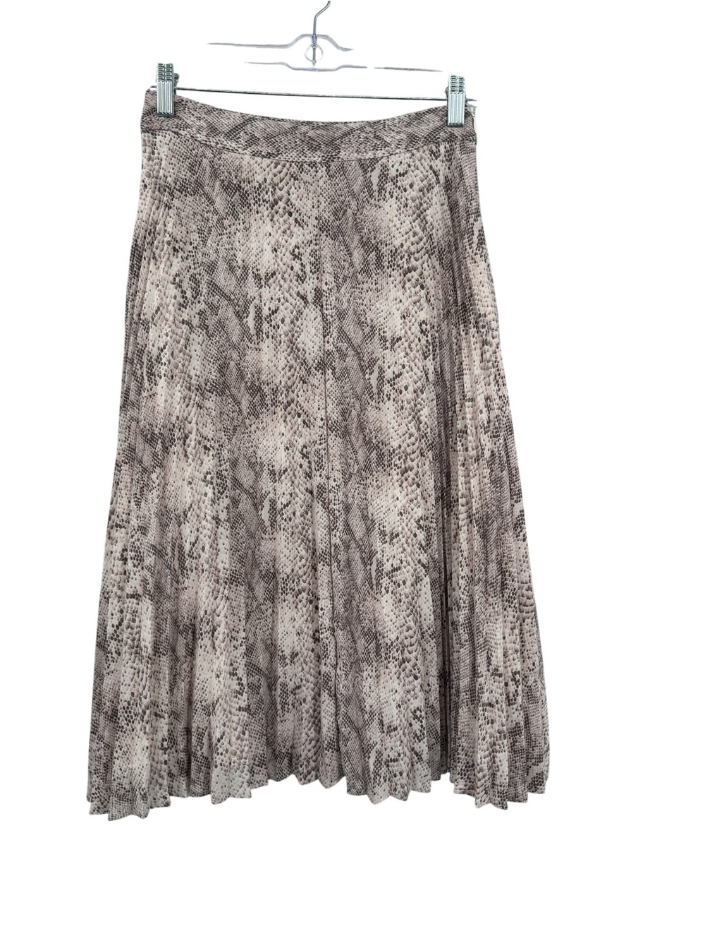 LOFT Petites Pink Brown Snake-Print Lined Pleated Midi Skirt Size 00P